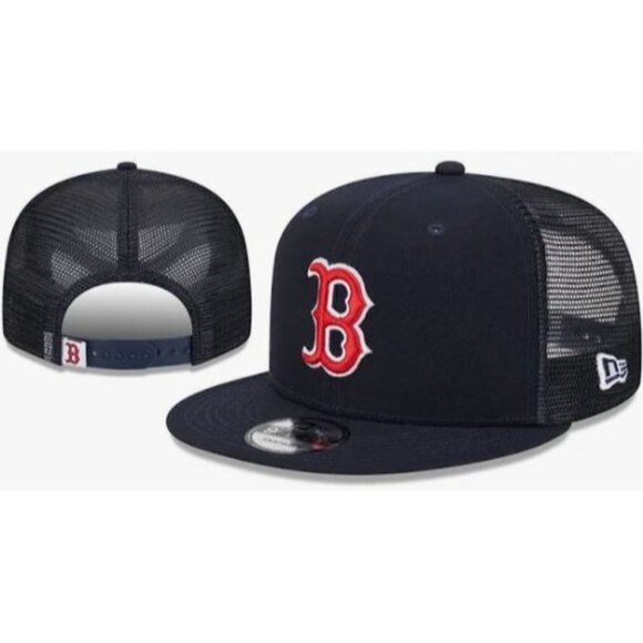 Boston Red Sox Snapback Hat Navy BOS New Era One Size Fits Most NWT Net Back Tru - Picture 1 of 8